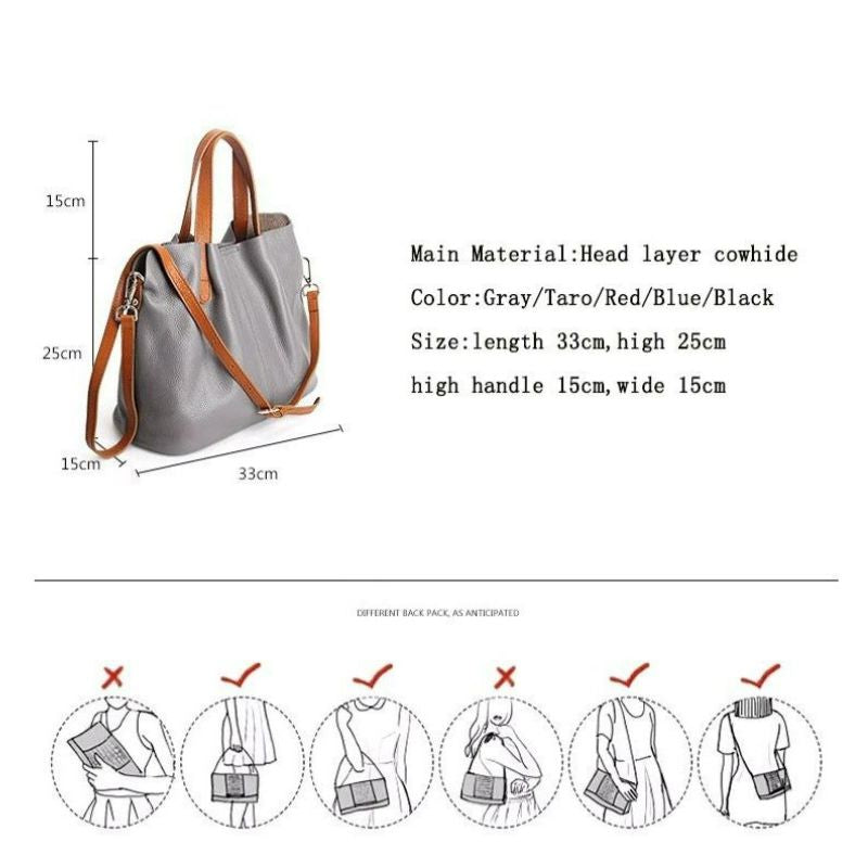 Alana | Handtaschen aus echtem Leder, Oberleder aus Rindsleder mit Litschi-Struktur, Damenhandtasche
