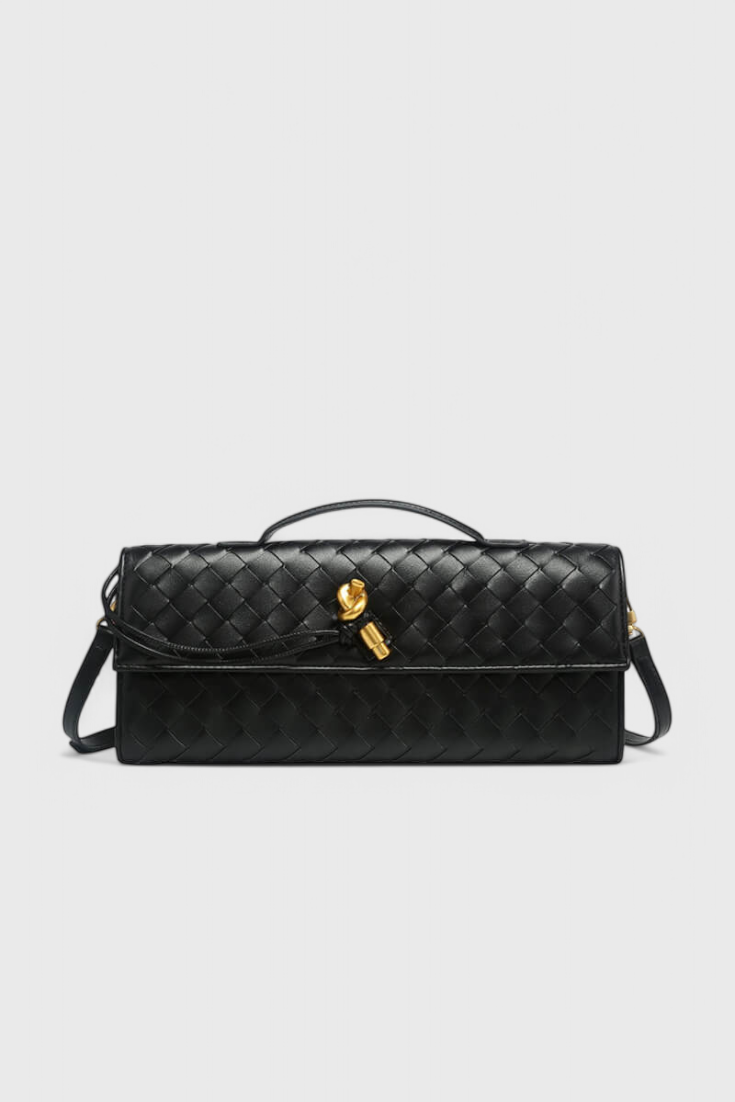 Bolsa Clutch Melanie com Detalhe de Nó Dourado