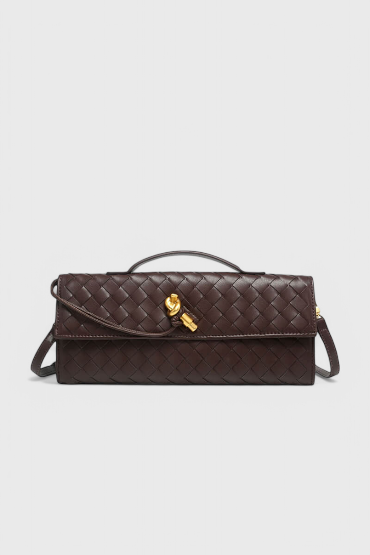 Bolsa Clutch Melanie com Detalhe de Nó Dourado
